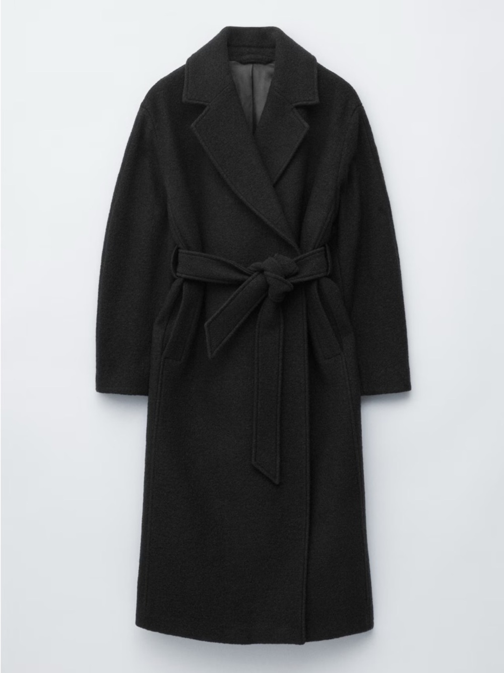 & Other Stories Black VOLUMINOUS BELTED WOOL COAT